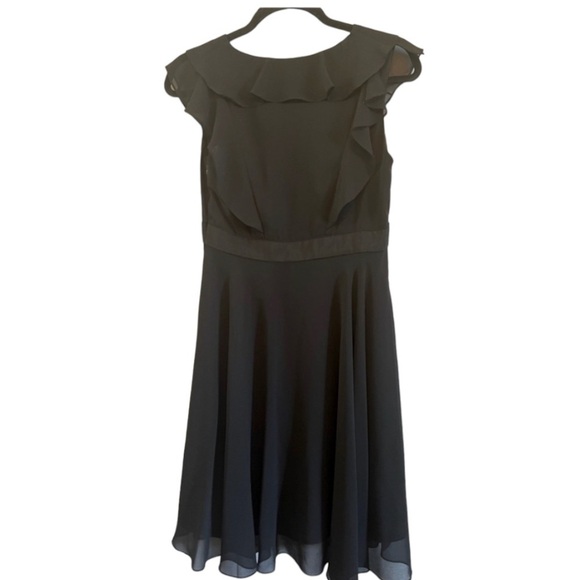 Bice Ruffled Black Midi Fit and Flare Dress Size 6 - Picture 4 of 9